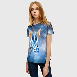 Футболка женская Синий абстрактный кролик, цвет: 3D-принт — фото 2