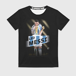 Женская футболка Лео Месси чемпион Мира