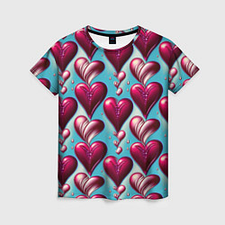 Женская футболка Паттерн красные абстрактные сердца