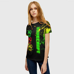 Футболка женская Minecraft - неоновые логотипы, цвет: 3D-принт — фото 2