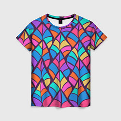 Женская футболка Разноцветный лиственный паттерн