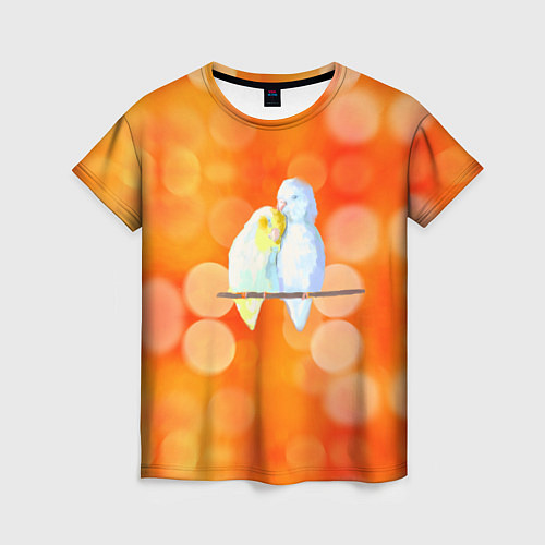 Женская футболка Пара влюбленных попугаев / 3D-принт – фото 1