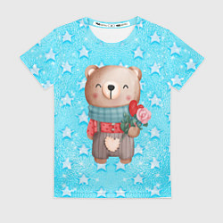 Футболка женская Мишка с розой, цвет: 3D-принт