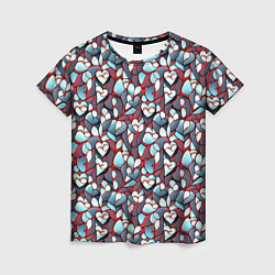 Женская футболка Абстрактный паттерн с сердцами