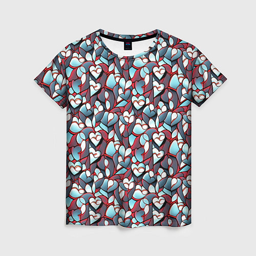 Женская футболка Абстрактный паттерн с сердцами / 3D-принт – фото 1