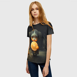 Футболка женская Девочка с мандарином в руках, цвет: 3D-принт — фото 2