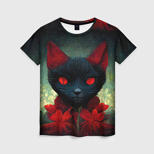 Женская футболка Dark cat / 3D-принт – фото 1