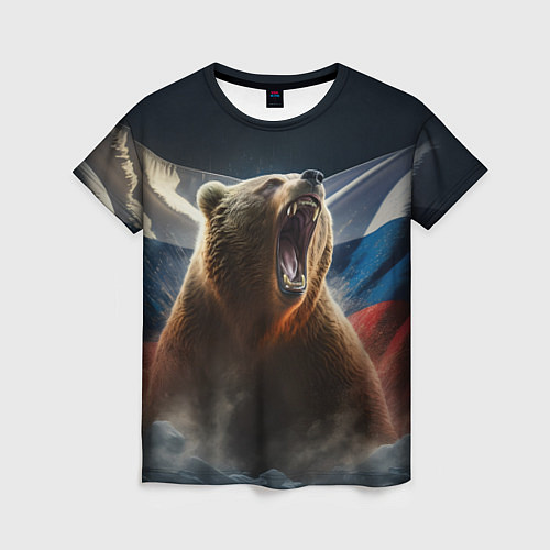 Женская футболка Русский медведь патриот / 3D-принт – фото 1