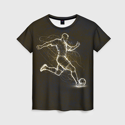 Женская футболка Футболист с мячом в сетке / 3D-принт – фото 1