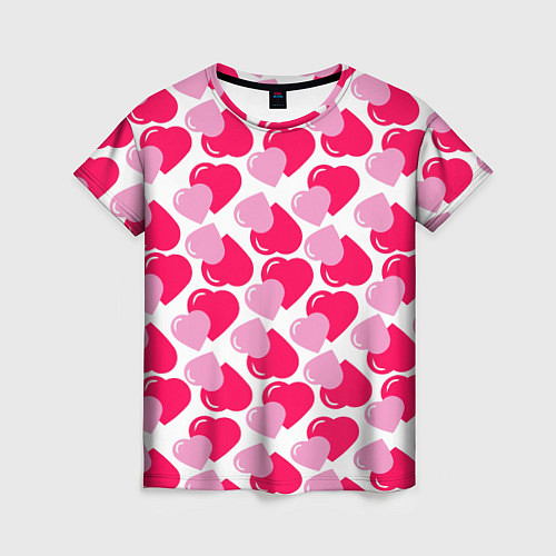 Женская футболка Двойные сердечки - паттерн / 3D-принт – фото 1