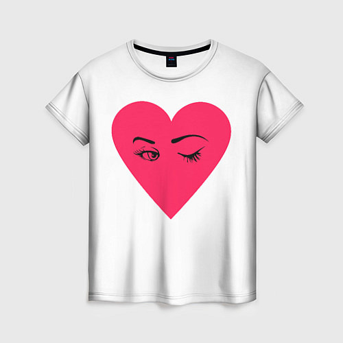 Женская футболка Красное сердце - любовь с глазами / 3D-принт – фото 1