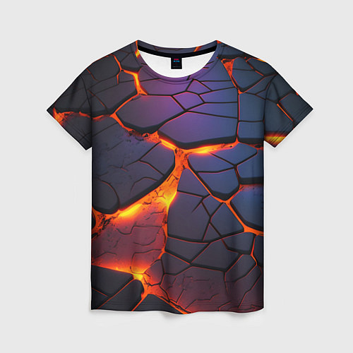 Женская футболка Неоновая лава - течение / 3D-принт – фото 1