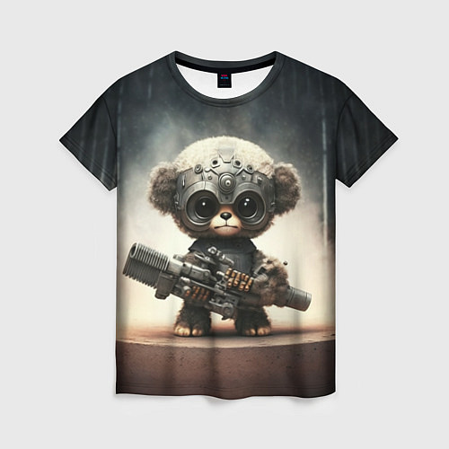 Женская футболка Cute animal with a gun / 3D-принт – фото 1