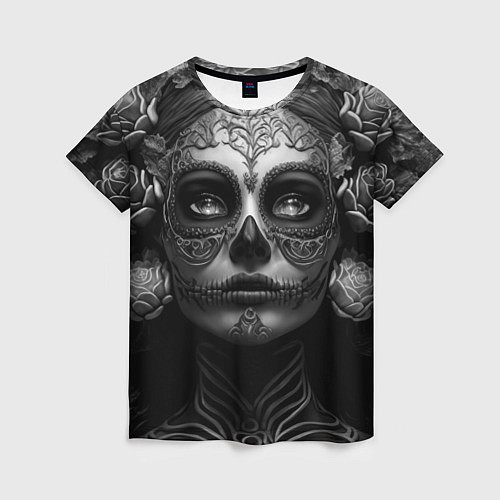 Женская футболка Девушка с макияжем для дня мертвых / 3D-принт – фото 1