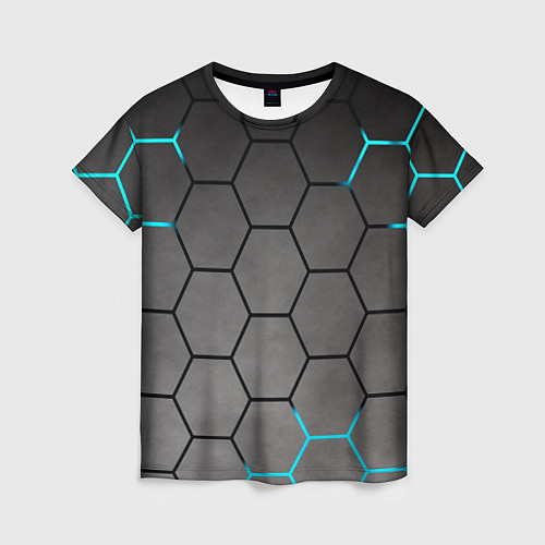 Женская футболка Броня текстура неоновая / 3D-принт – фото 1