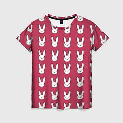 Футболка женская Bunny Pattern red, цвет: 3D-принт