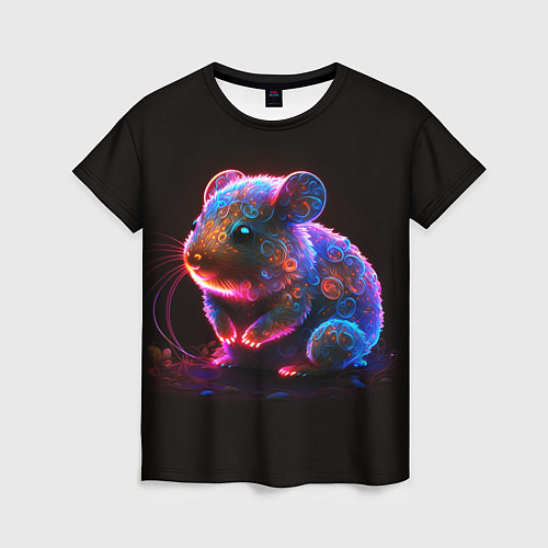 Женская футболка Неоновый хомячок / 3D-принт – фото 1