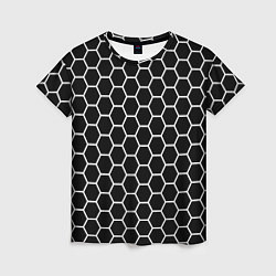 Женская футболка Черно белые соты абстракция