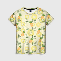 Женская футболка Узор из ананасов на желтом фоне