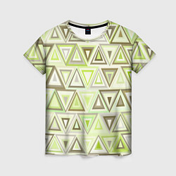 Женская футболка Геометрический светло-зелёный паттерн из треугольн