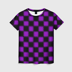 Женская футболка Фиолетовый черный узор Шахматка