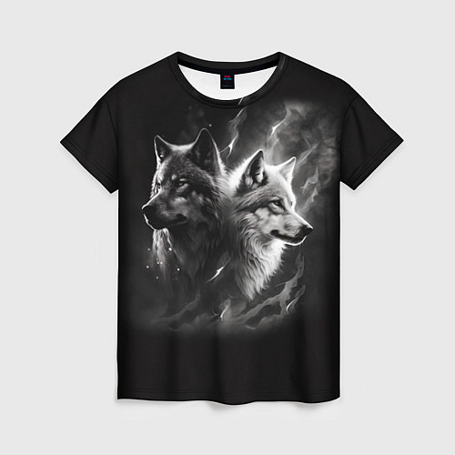 Женская футболка Волки - белый и черный / 3D-принт – фото 1