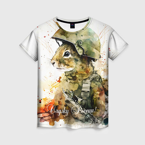 Женская футболка Белка солдат / 3D-принт – фото 1