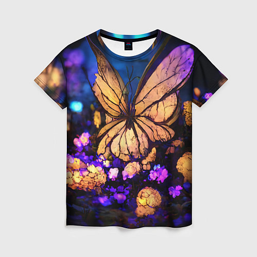 Женская футболка Цветок бабочка midjouney / 3D-принт – фото 1