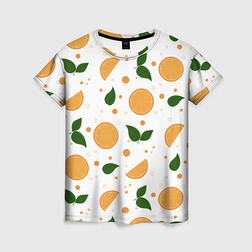 Женская футболка Апельсины с листьями / 3D-принт – фото 1