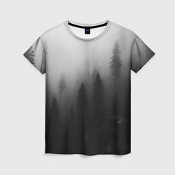Женская футболка Красивый туманный лес