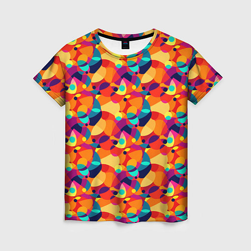 Женская футболка Абстрактный узор из разноцветных окружностей / 3D-принт – фото 1