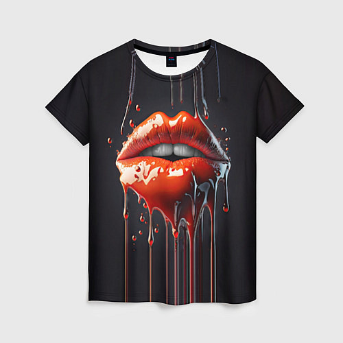 Женская футболка Сладкие красные губы / 3D-принт – фото 1