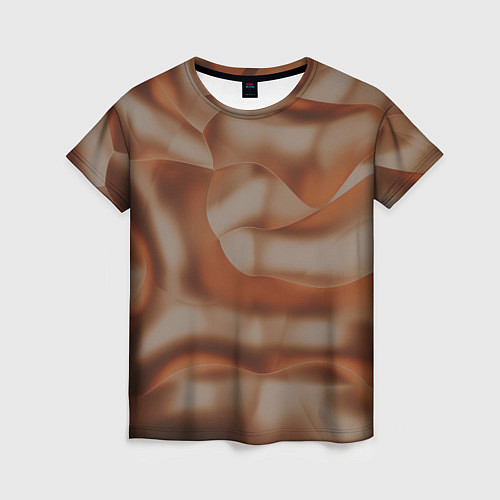 Женская футболка Тёмно-золотистые абстрактные волны / 3D-принт – фото 1