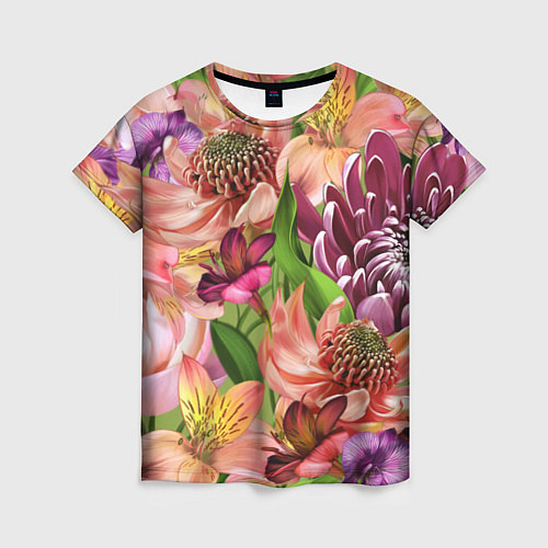 Женская футболка Райские цветы / 3D-принт – фото 1
