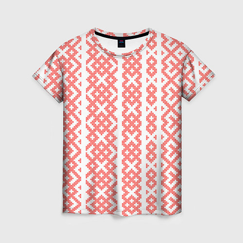 Женская футболка Абстрактный красный ребристый паттерн / 3D-принт – фото 1