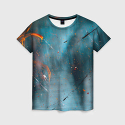 Женская футболка Абстрактный синий туман, силуэты и краски