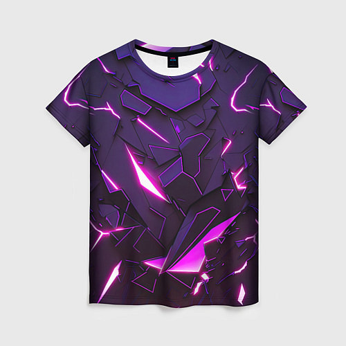 Женская футболка Неоновые абстрактные электрические плиты / 3D-принт – фото 1
