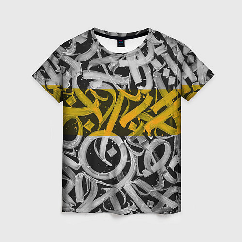 Женская футболка Yellow Callicraphic / 3D-принт – фото 1