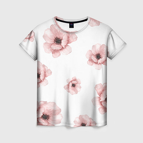 Женская футболка Цветок сакуры на белом фоне / 3D-принт – фото 1