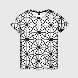 Женская футболка Абстрактный чёрно-белый треугольно-круглый паттерн