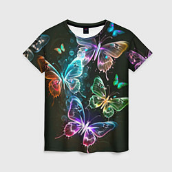 Женская футболка Неоновые дикие бабочки