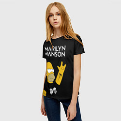 Футболка женская Marilyn Manson Гомер Симпсон рокер, цвет: 3D-принт — фото 2