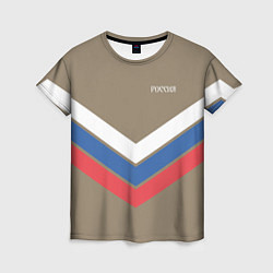 Женская футболка Триколор - три полосы на песочном