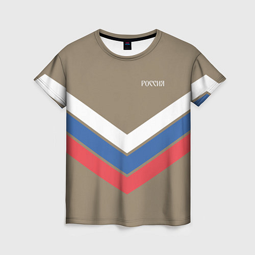Женская футболка Триколор - три полосы на песочном / 3D-принт – фото 1