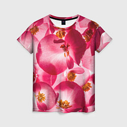 Женская футболка Цветы бегония текстура