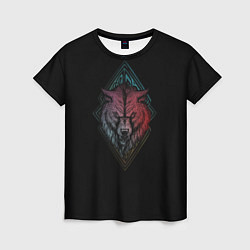 Футболка женская Неоновый разноцветный волк, цвет: 3D-принт