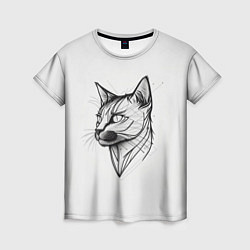 Футболка женская Арт белая кошка, цвет: 3D-принт