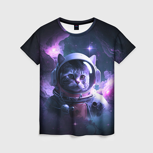 Женская футболка Котик космонавт / 3D-принт – фото 1