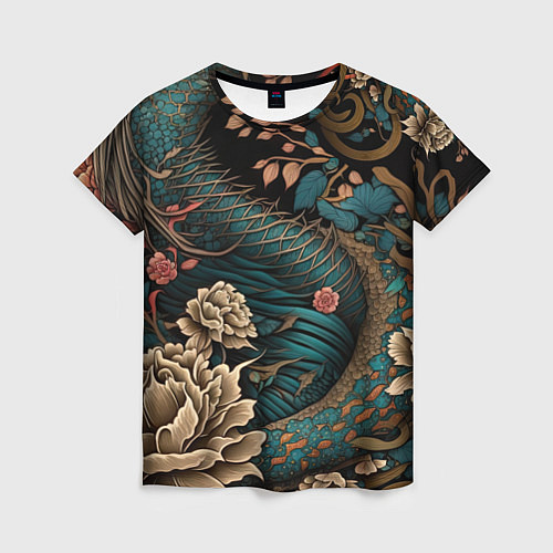Женская футболка Японский змей Irezumi / 3D-принт – фото 1