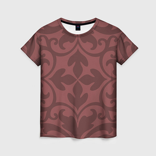 Женская футболка Красивые узоры на красном / 3D-принт – фото 1
